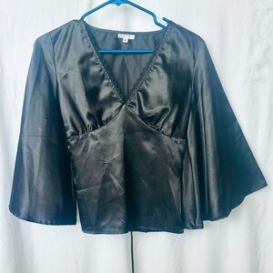 Charlotte Russe Black Lace Trim Blouse